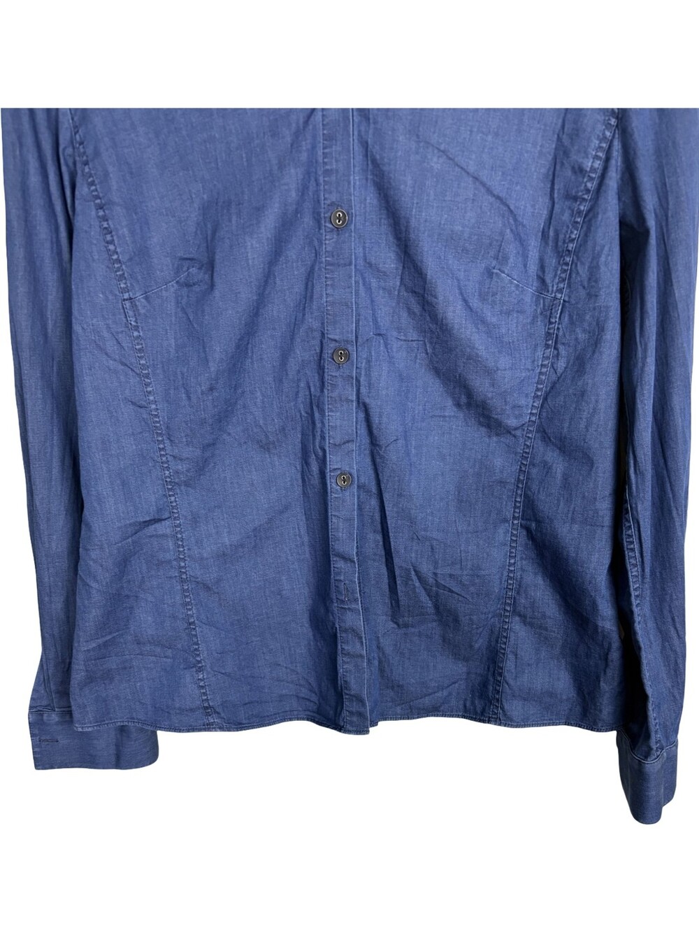 Lafayette 148 New York Lightweight Denim Button Front Shirt Women Blue Size 12 - Picture 3 of 8